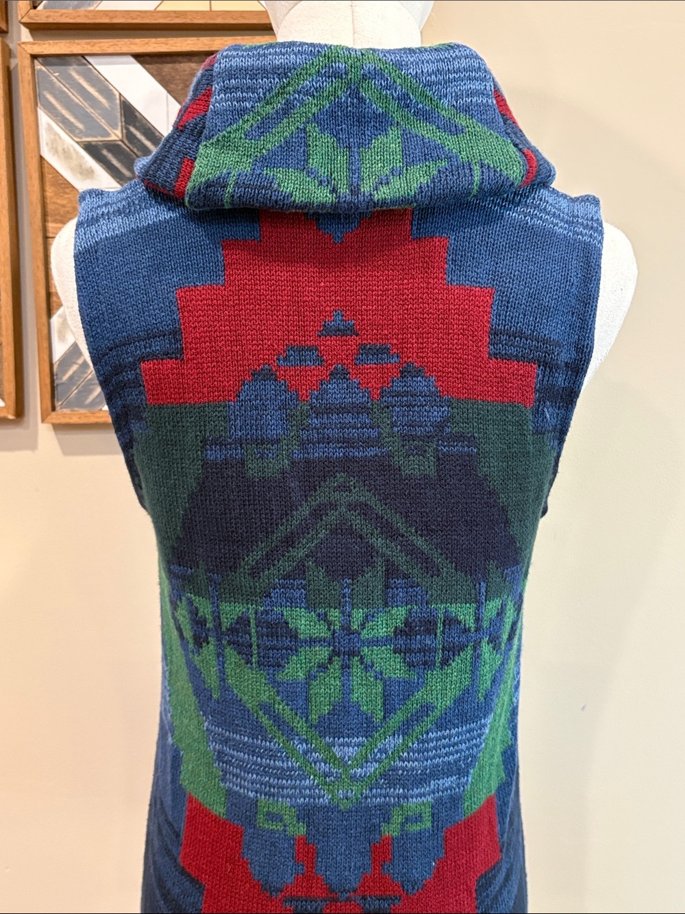 Vintage Chaps Ralph Lauren Southwestern Aztec Tribal Cardigan Sweater Vest Small - Picture 10 of 14